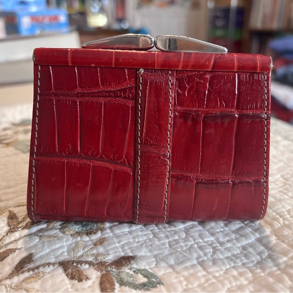 Brighton Red Crocodile-Embossed Wallet - Picture 2 of 4